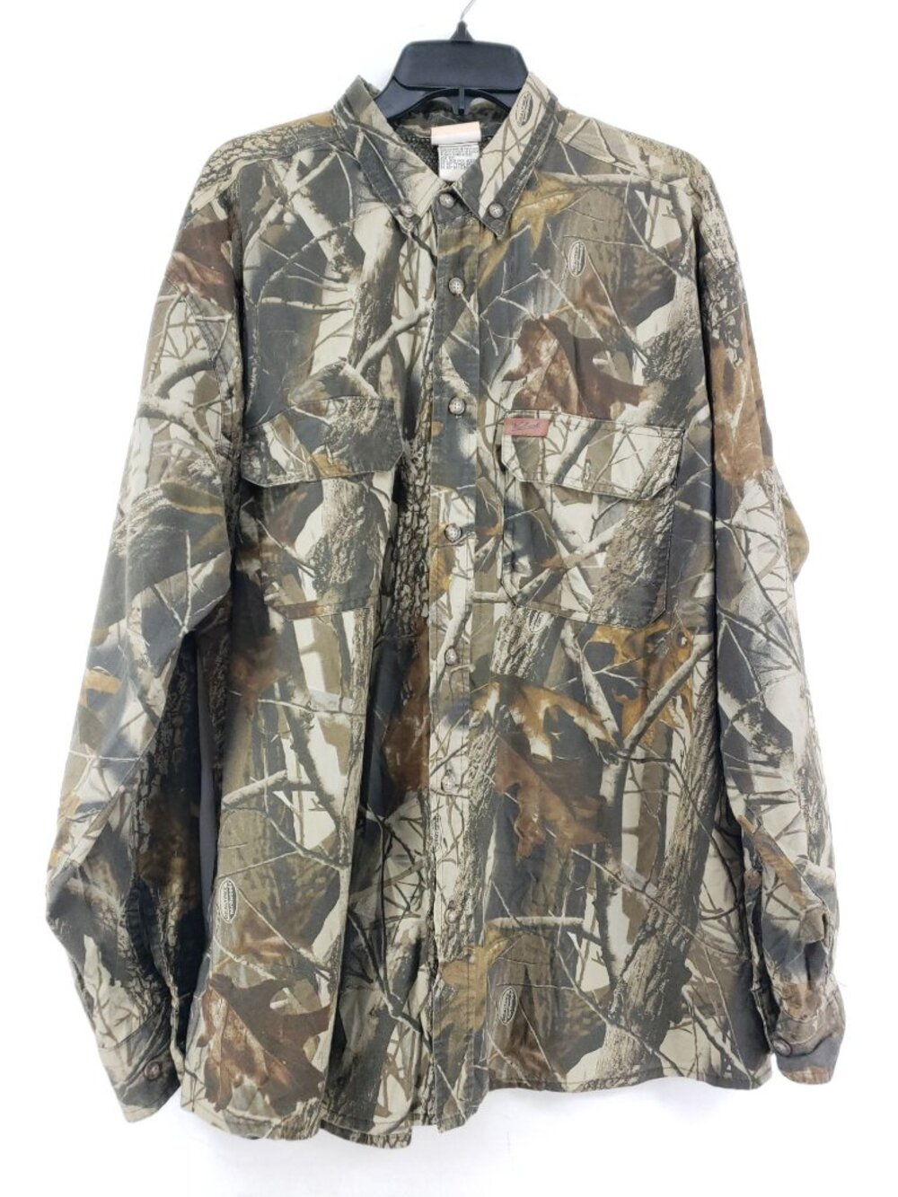 Woolrich Mens XL Camo Hunting Shirt Vented Hardwood Pattern Long Sleeve
